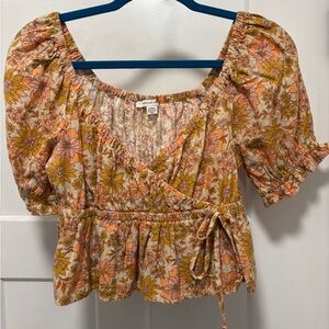 American Eagle Outfitters Floral Wrap Blouse